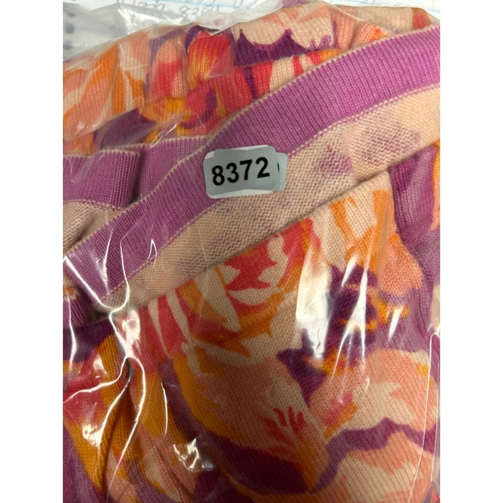 Floral Cottagecore Isaac‎ Mizrahi Live! Womens Med Purple Orange V-Neck Cardigan